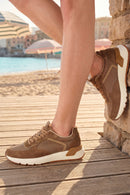 Erkek Kahverengi Bağcıklı Kalın Tabanlı Deri Sneaker | Derimod