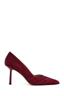 Woman Burgundy Thin-Heeled Suede Stiletto | Derimod