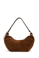 Woman Camel Suede Shoulder Bag | Derimod