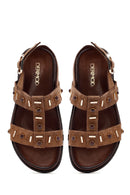 Women's Mink Stone Suede Leather Sandals | Derimod
