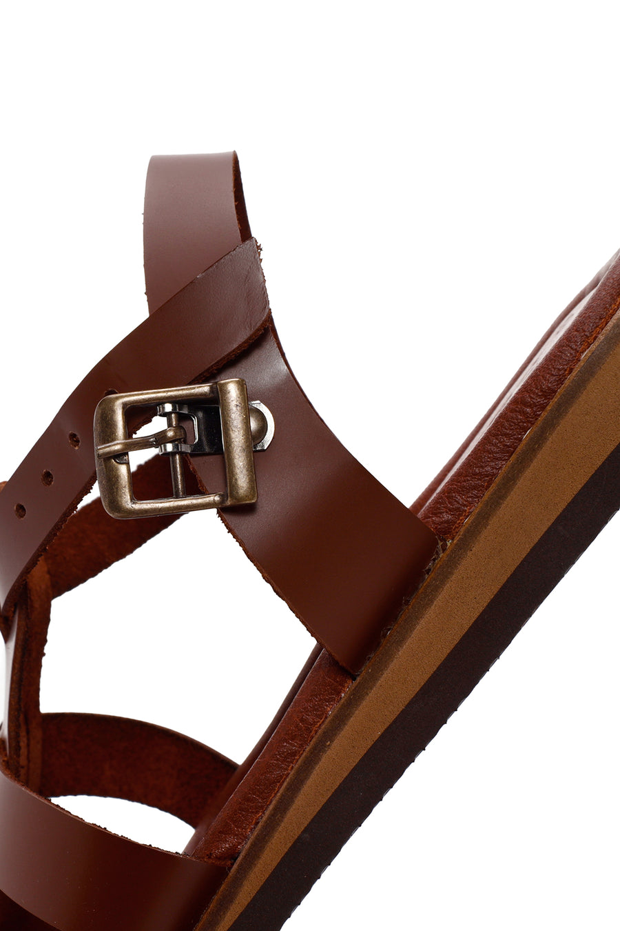 Women's Brown Ankle Strap Leather Sandals