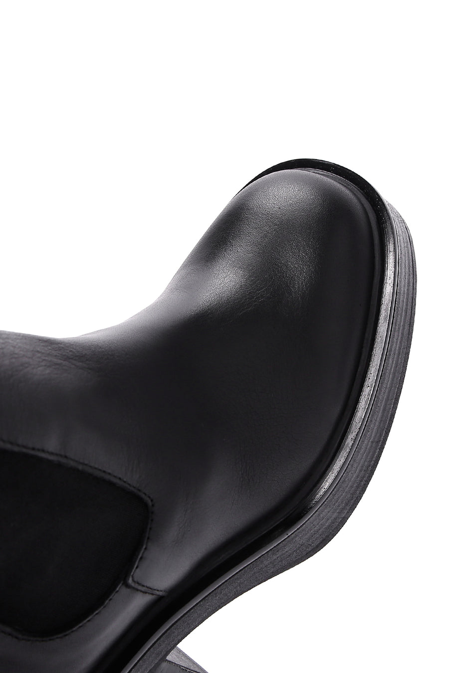 Women's Black Leather Heeled Chelsea Boots