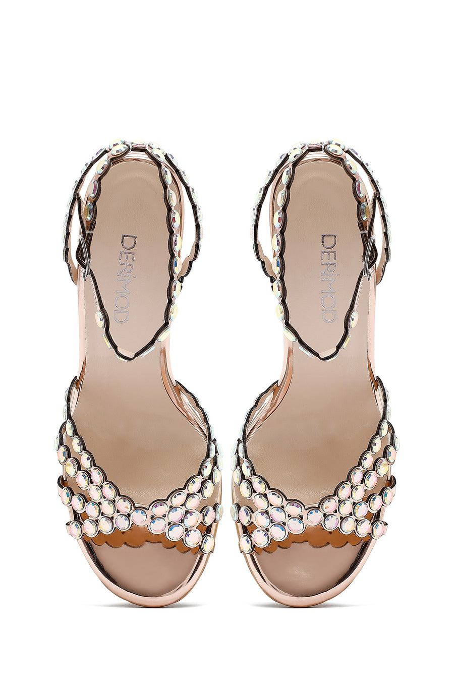 Women's Gold Stone High Thin Heel Sandals
