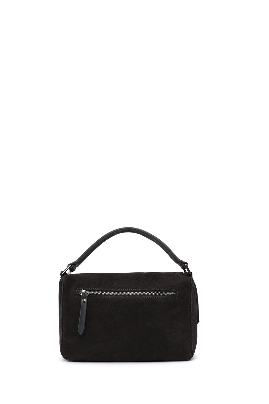 Woman Gray Long-Strap Suede Crossbody Bag