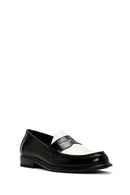 Women's Black Leather Masculine Loafer | Derimod
