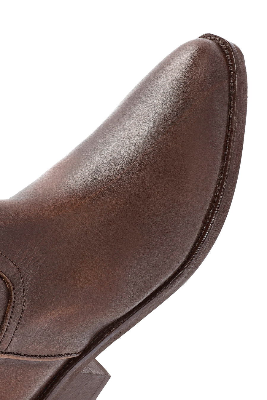 Women's Brown Chunky Heel Leather Cowboy Boots