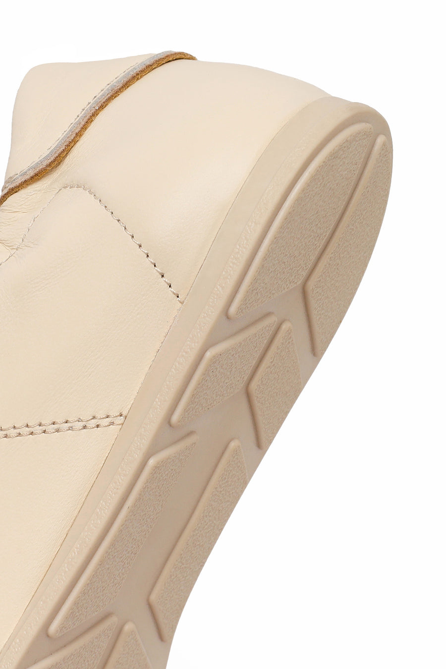 Woman Beige Lace-Up Leather Sneakers