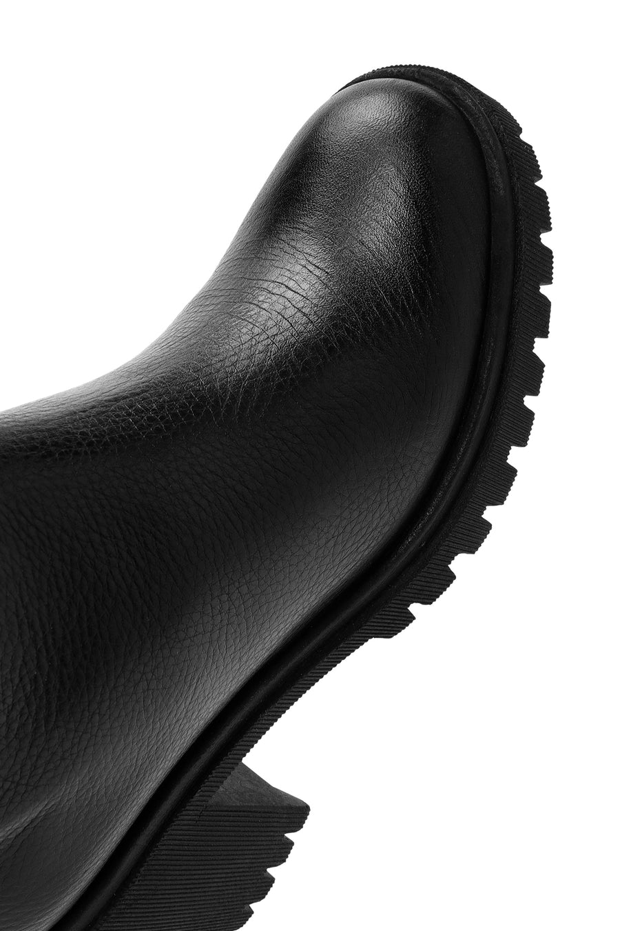 Woman Black Zip Closure Chunky Heeled Leather Boots