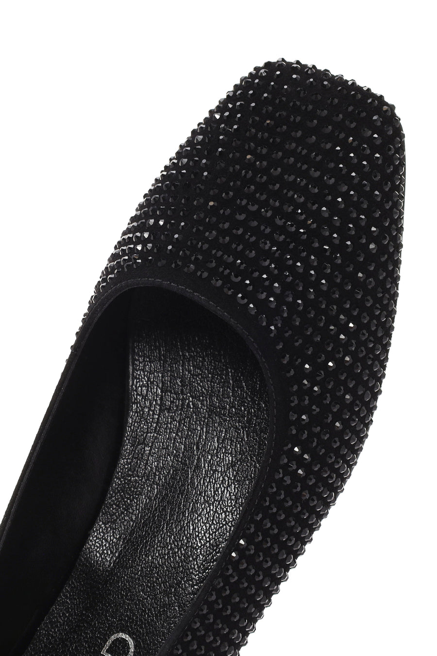 Women's Black Stone Leather Ballerinas