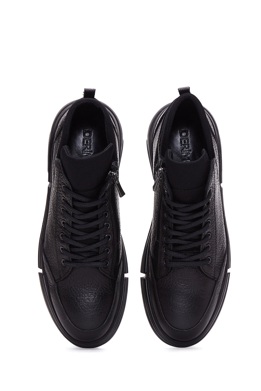 Men's Black Leather Casual Zipper Boots