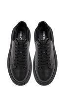 Men's Black Lace-Up Thick-Soled Leather Sneaker | Derimod