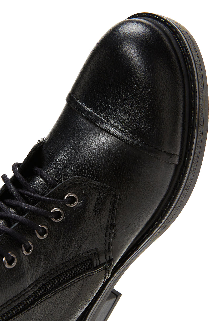 Women's Black Leather Zippered Boots