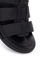 Men's Black Strapped Nubuck Leather Sandals | Derimod