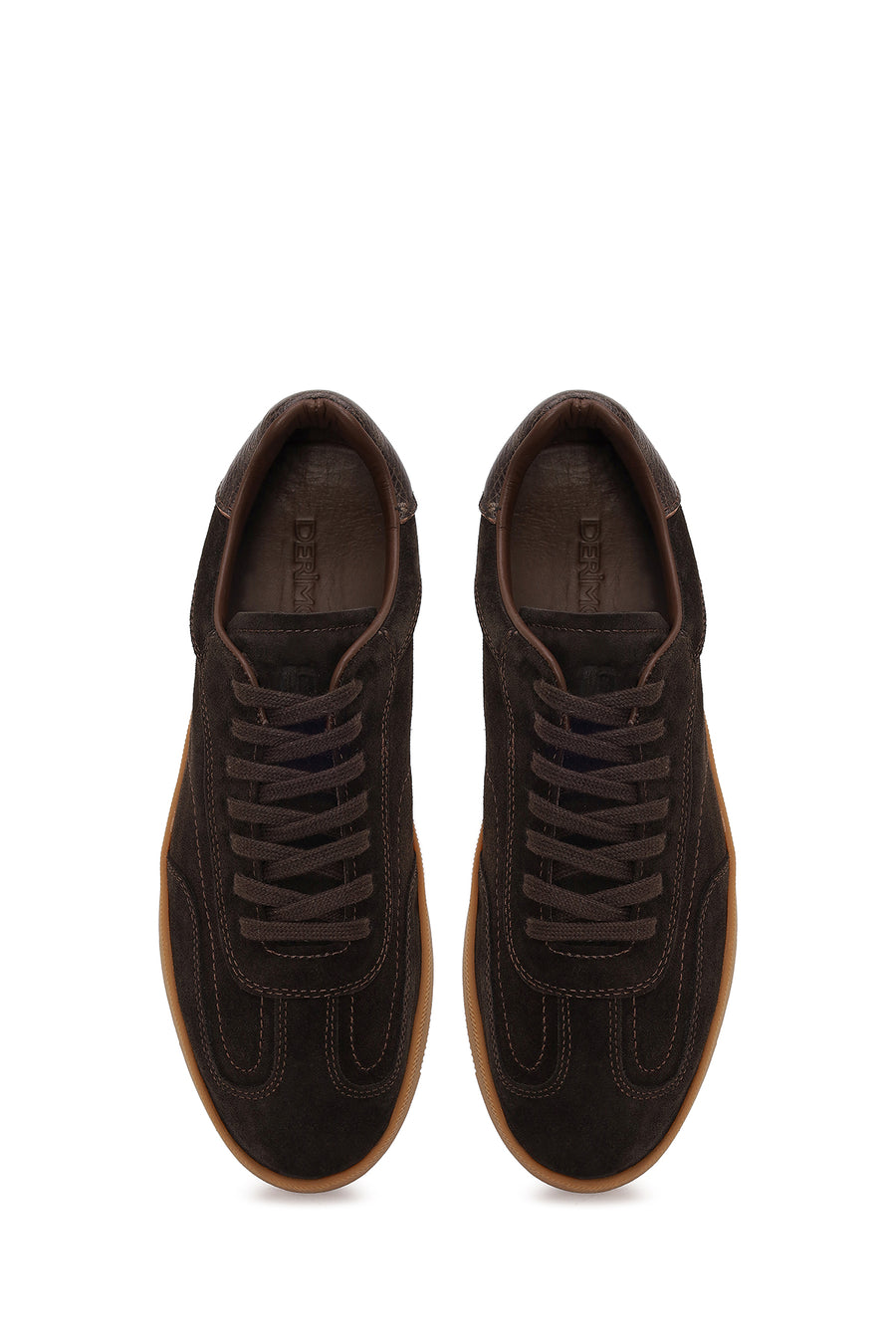 Erkek Kahverengi Bağcıklı Kalın Tabanlı Süet Deri Sneaker
