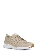 Geox Women's Beige Sukie Lace-Up Fabric Sneaker | Derimod