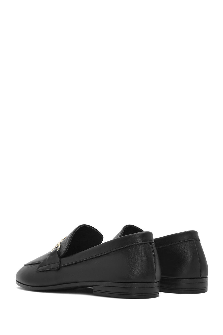 Women's Black Leather Masculine Loafer
