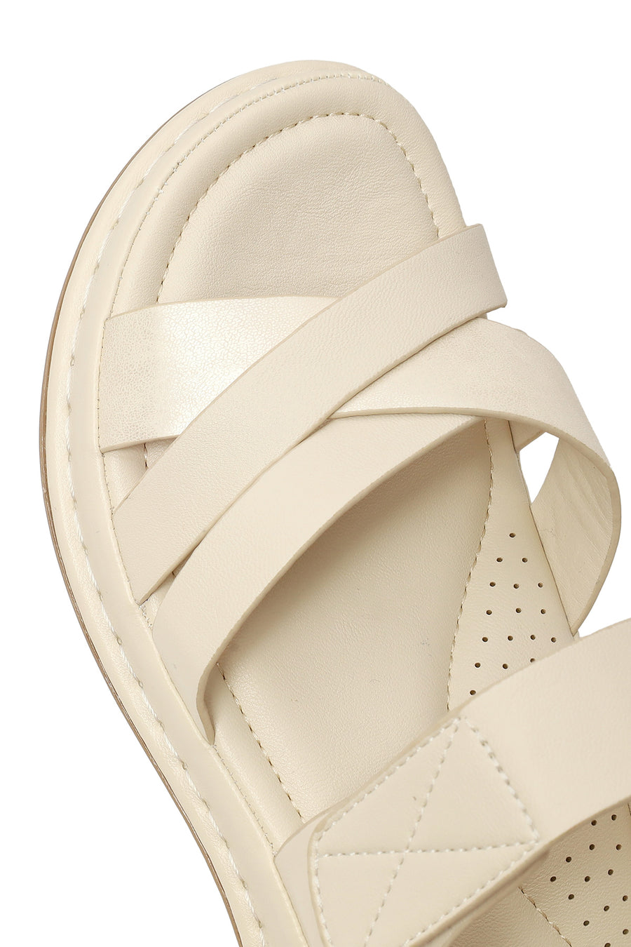 Woman Cream Strap Thick-Soled Comfort Sandal
