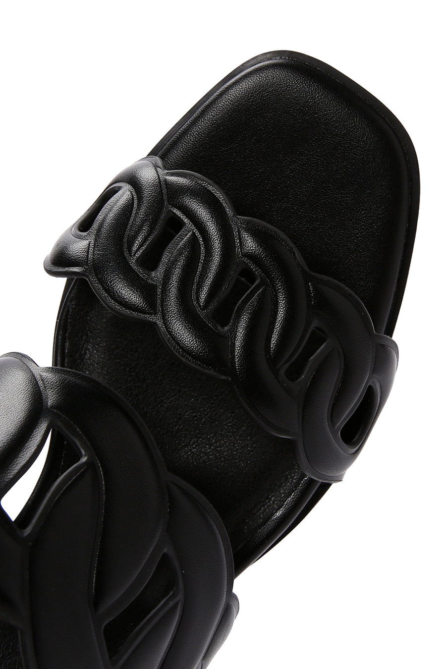 Women's Black Thick Heeled Slippers