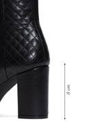 Women's Black Leather Gritti For Derimod Heeled Boots | Derimod