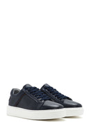 Men's Navy Blue Lace-Up Leather Sneaker | Derimod