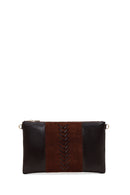 Woman Brown Chain Strap Braided Clutch Bag | Derimod
