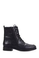 Women's Studded Leather Boots with Zipper Detail | Derimod