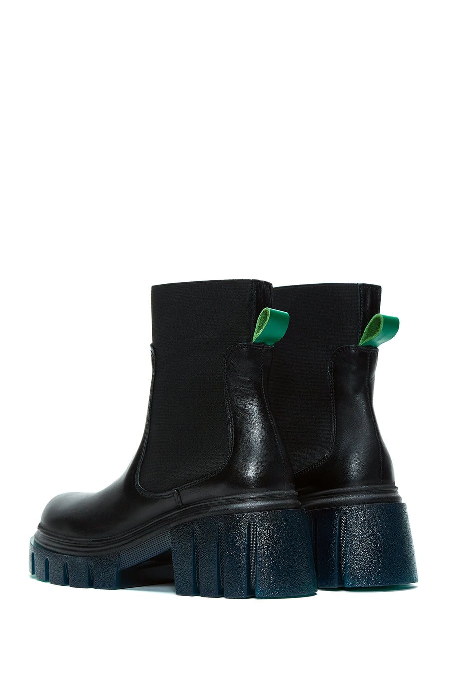 Women's Black Thick Soled Leather Boots