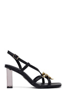 Woman Black Buckled Transparent Thick Heel Sandals | Derimod
