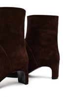 Women's Brown Chunky Heel Suede Leather Boots | Derimod
