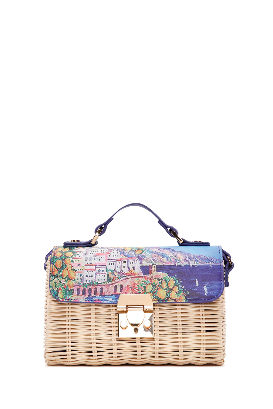 Women's Multi-Colored Long Strap Straw Crossbody Bag