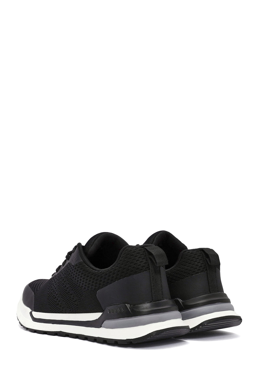 Men's Black Lace-Up Fabric Sneakers