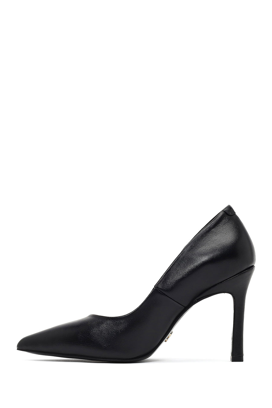 Woman Black Thin-Heeled Leather Stiletto