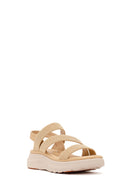 Women's Beige Chunky Sole Fabric Comfort Sandals | Derimod