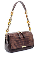 Women's Crocodile Patterned Shoulder Bag with Strap Detail | Derimod