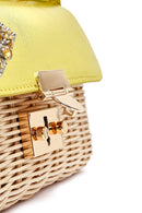 Women's Yellow Accessory Long Strap Straw Crossbody Bag | Derimod