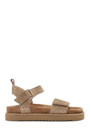 Women's Brown Strappy Thick Soled Suede Leather Sandals | Derimod