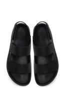 Male Black Strap Leather Sandals | Derimod