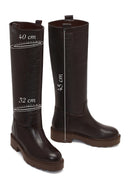 Women's Brown Thick-Soled Leather Boot | Derimod
