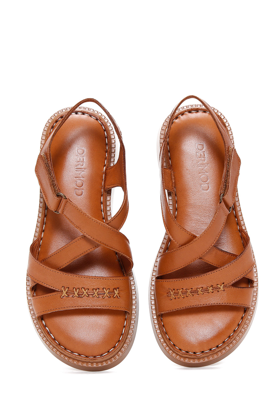 Kadın Taba Deri Comfort Sandalet