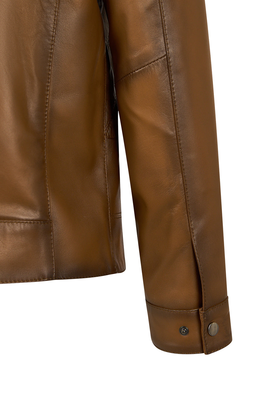 King Male Brown Stand Collar Leather Jacket