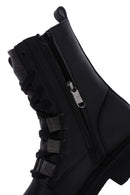 Women's Black Leather Zippered Boots | Derimod