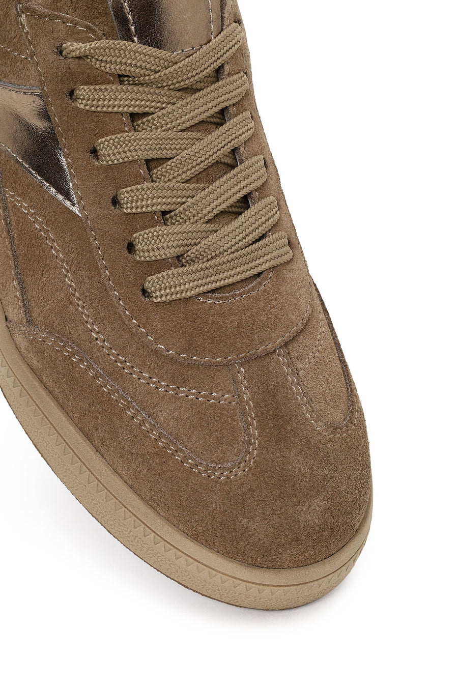 Kadın Bej Bağcıklı Süet Deri Sneaker