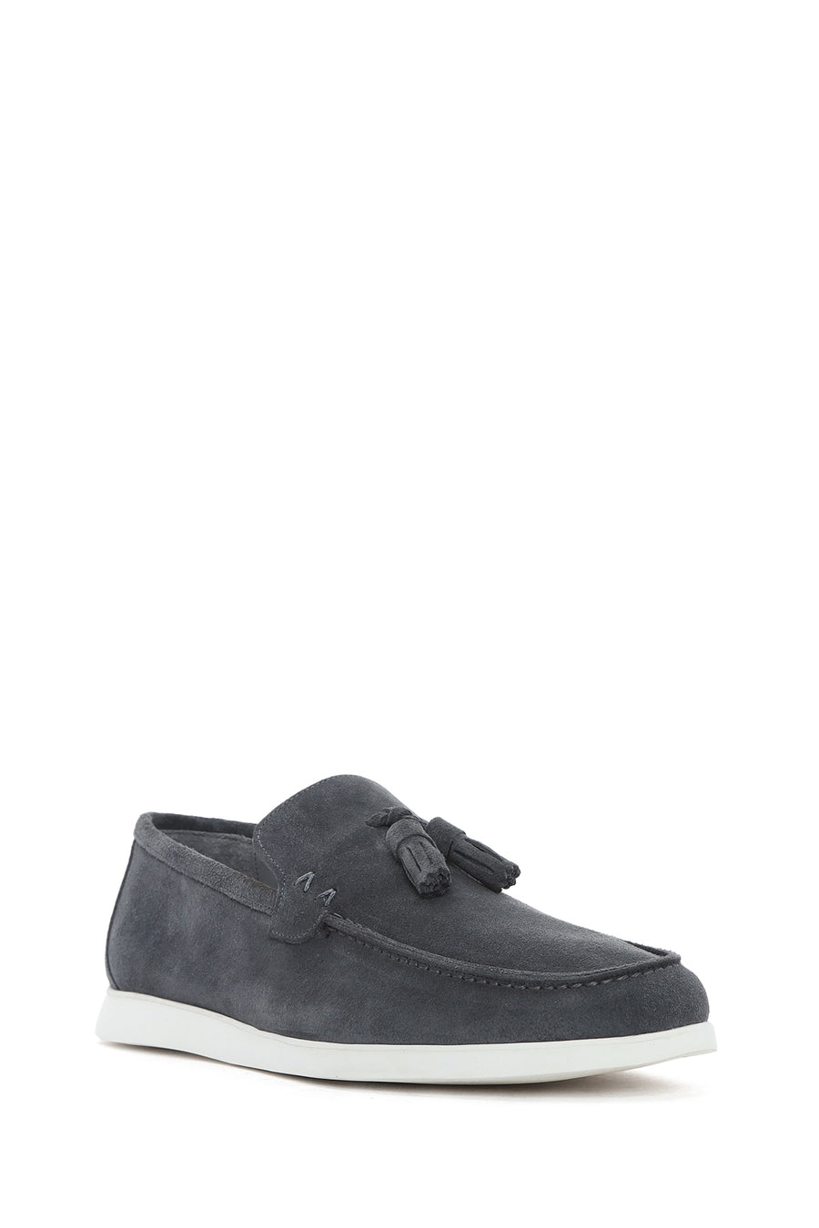 Men's Gray Tassel Suede Leather Casual Loafer