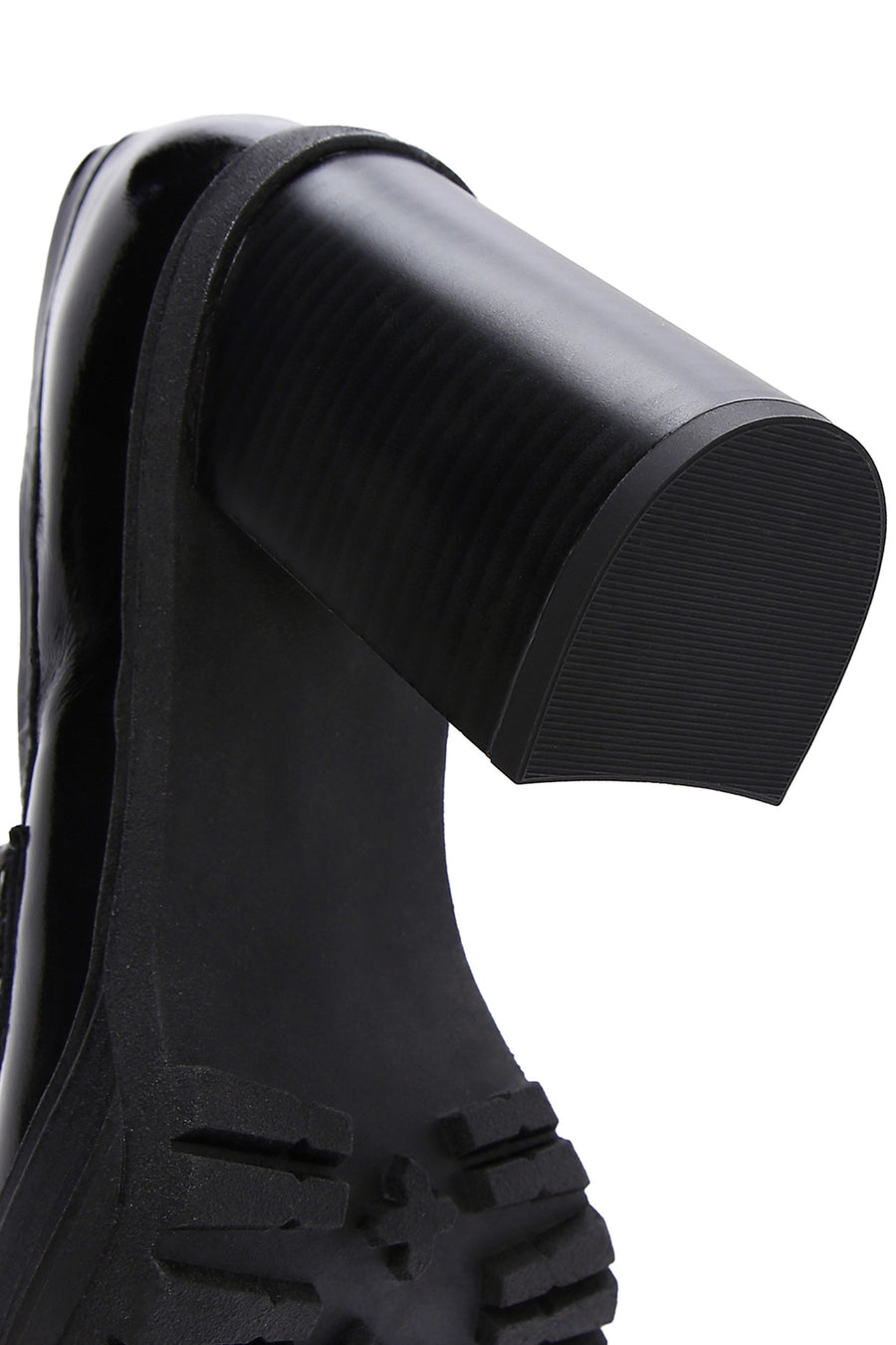Women's Black Patent Leather Heeled Loafer
