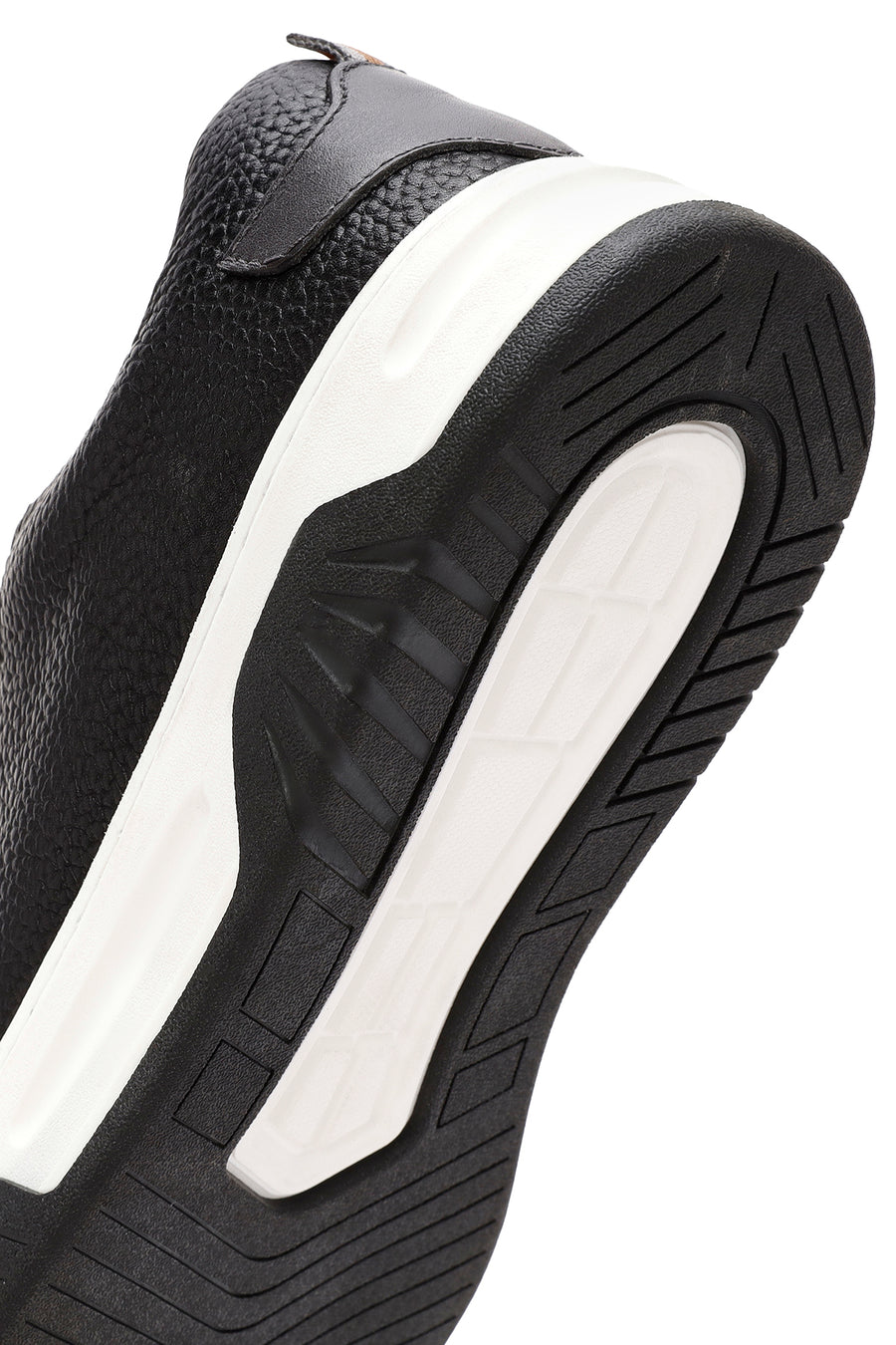 Men's Black Lace-up Thick-Sole Leather Sneaker