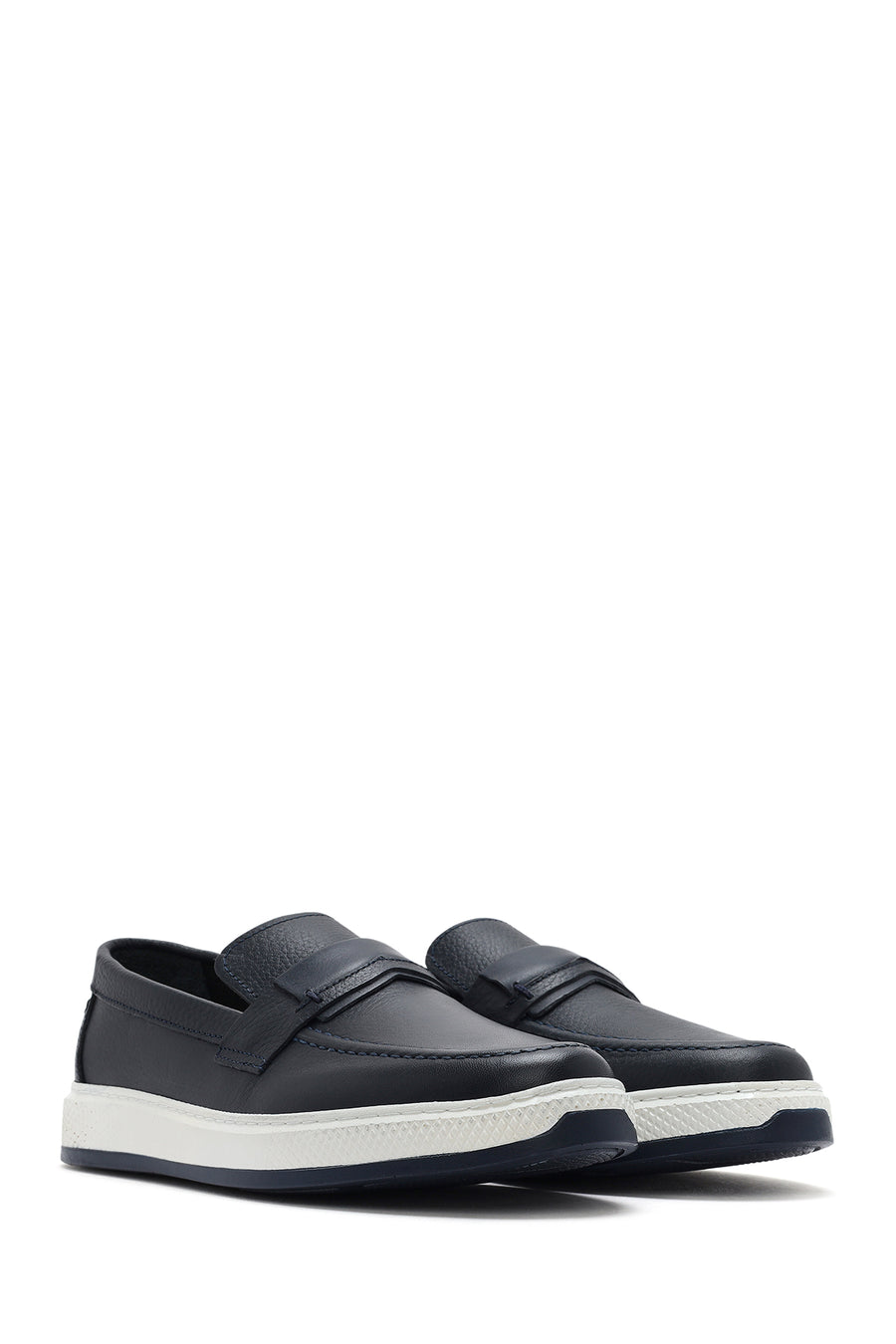 Men's Navy Blue Leather Loafer