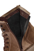 Men's Green Lace-Up Zipper Detailed Leather Casual Boots | Derimod