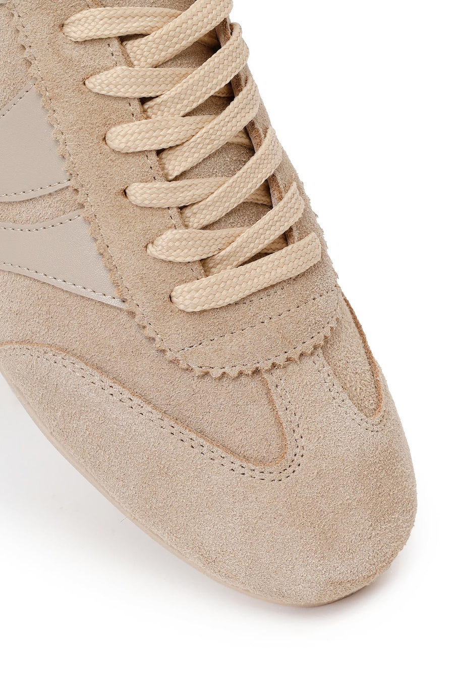 Women's Beige Lace-Up Suede Leather Sneaker