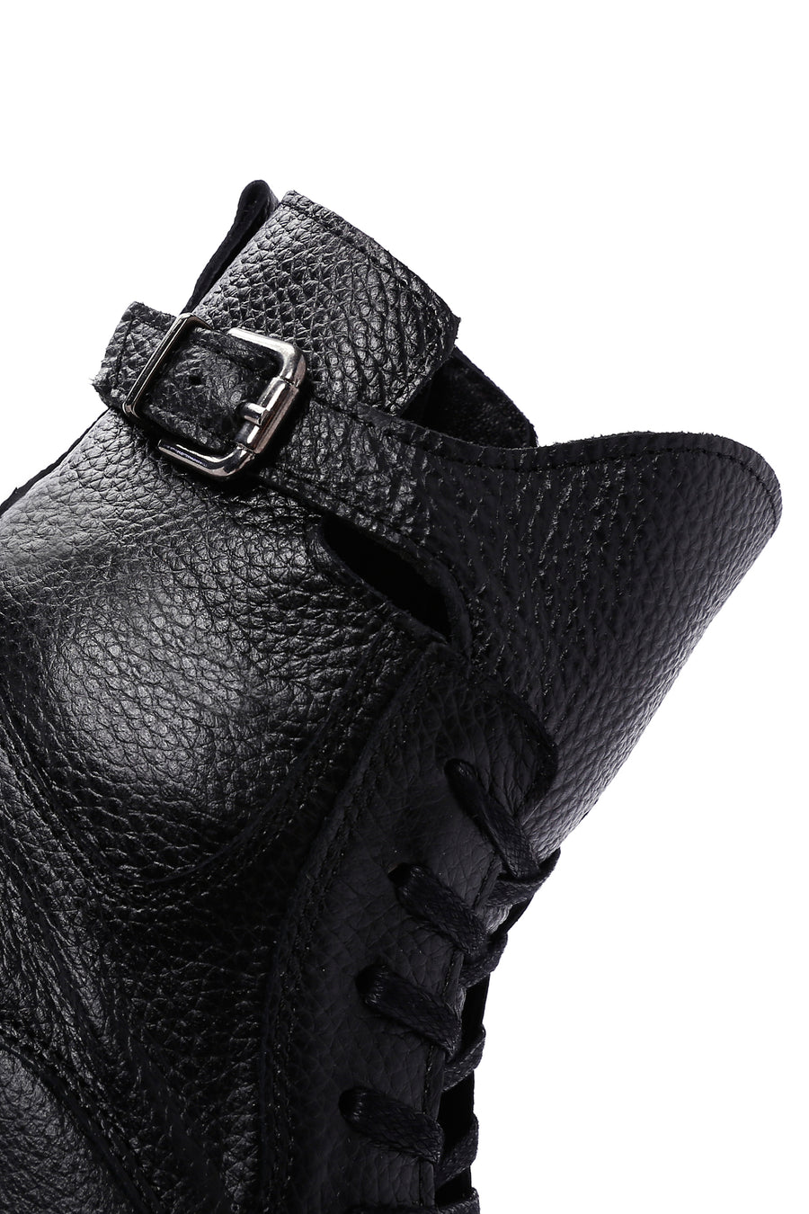 Women's Black Leather Zippered Boots