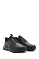 Men's Black Lace Up Leather Sneakers | Derimod